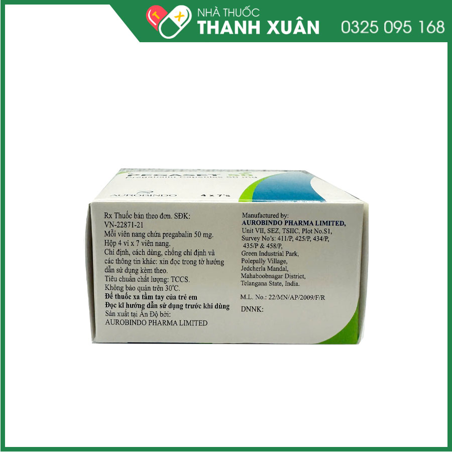 Pegaset 50 điều trị đau thần kinh ở người lớn, động kinh cục bộ hoặc rối loạn lo âu ở người lớn